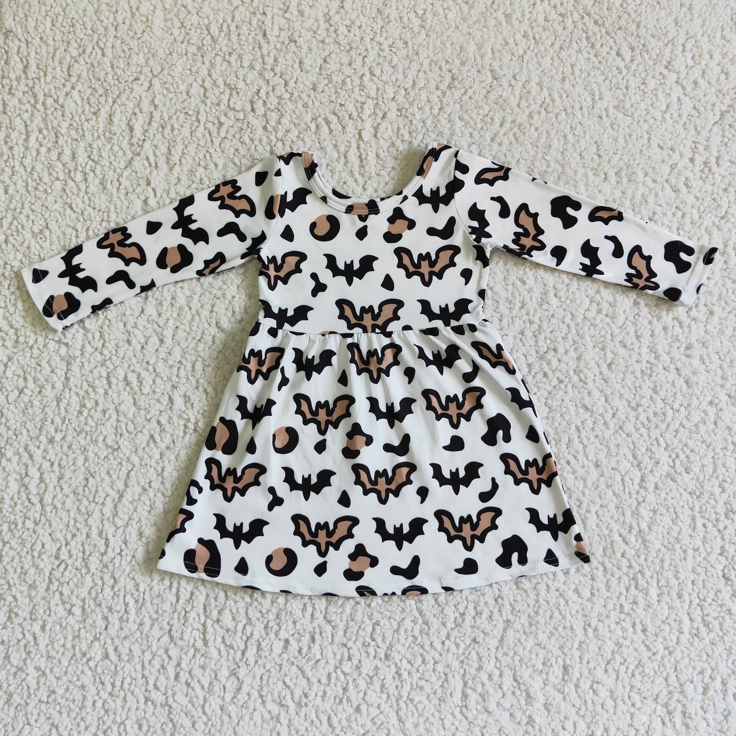rts no moq GLD0051 baby clothing long sleeve cartoon print kids dresses for girls milk silk