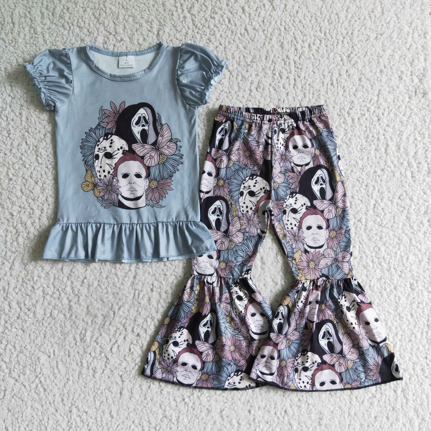 Halloween Short Sleeve Long Pants Set Grimace Print