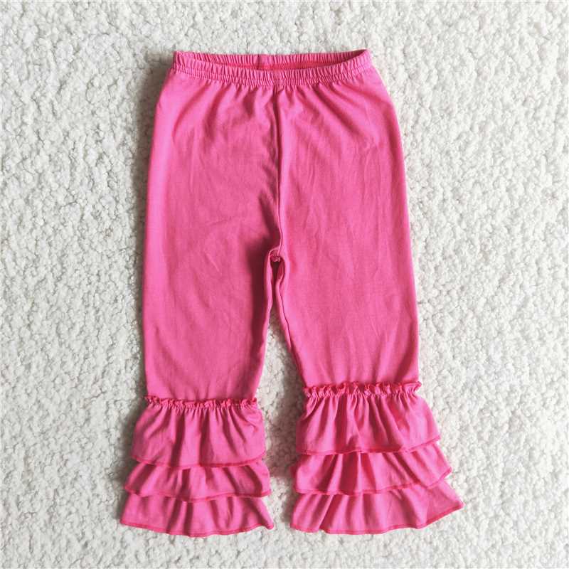 B4-12 Rose Red Triple Layer Ruffle Trousers Cotton