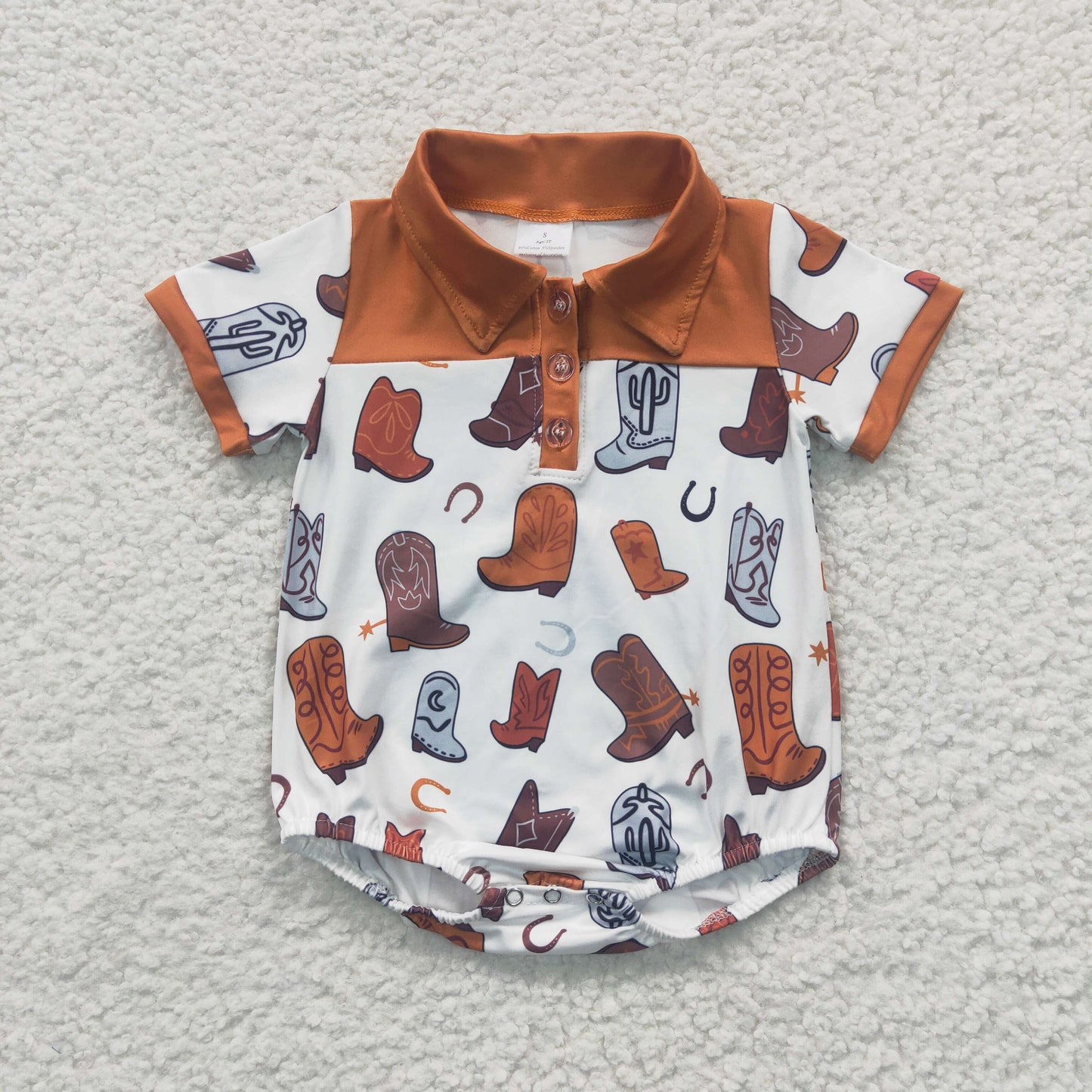 SR0221 Boots Orange Short Sleeve Bodysuit