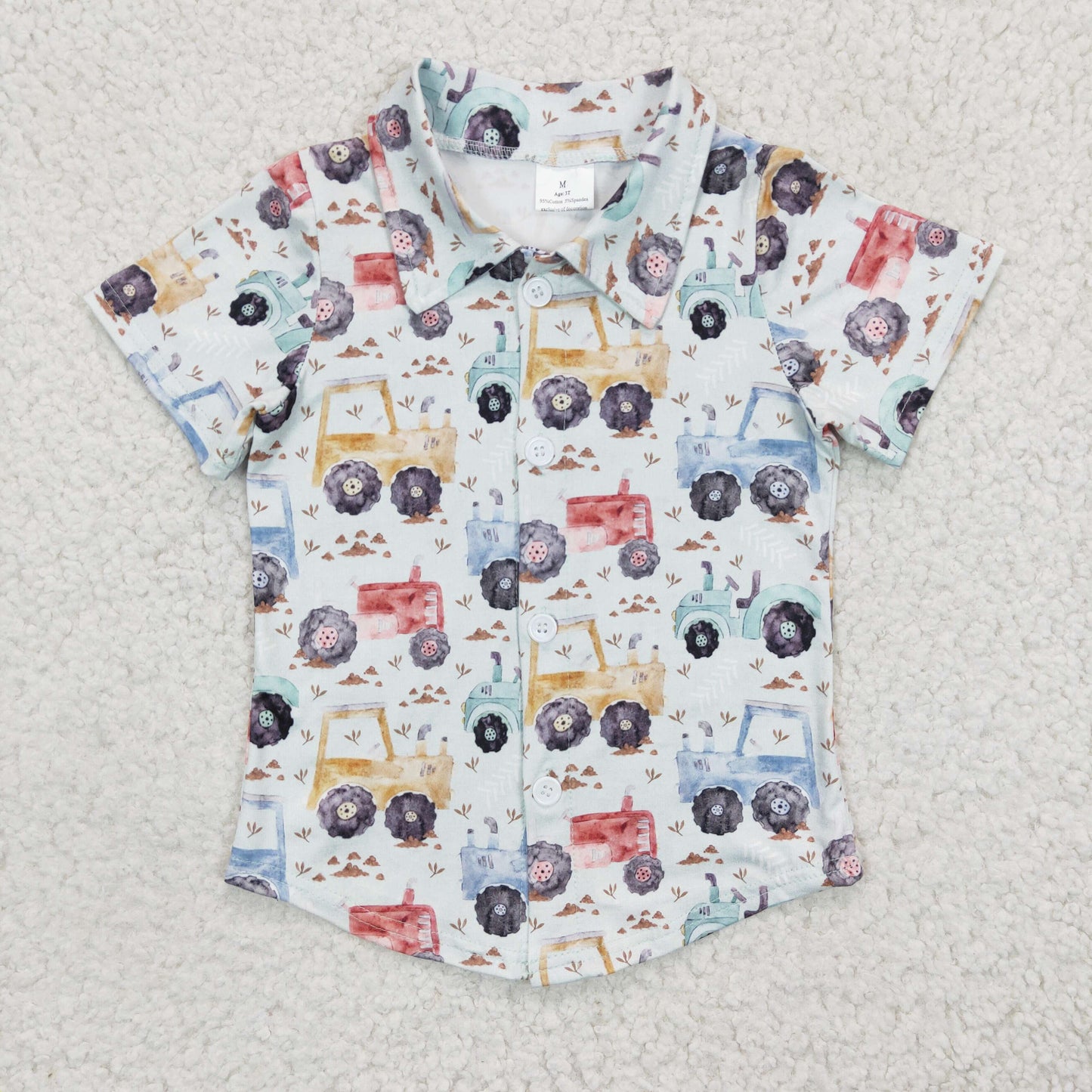 BT0137 boys Polo shirt short sleeve top engineering vehicle print summer clothibg milk silk