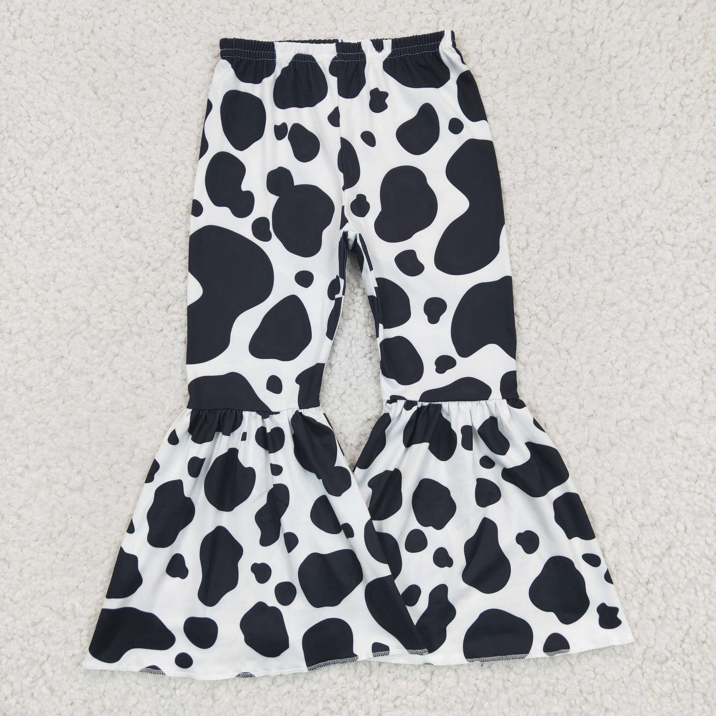 P0041 Girls Long Pants Cow Pattern Pants Milk Silk