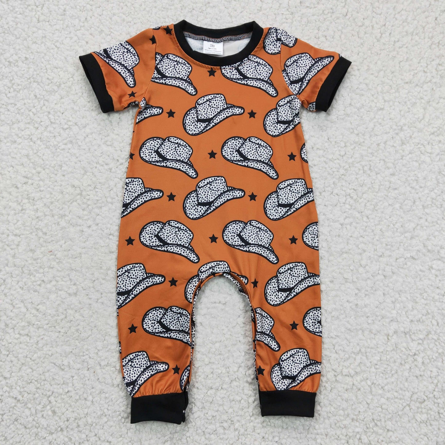SR0141 Boys Hat Star Brown Short Sleeve Jumpsuit