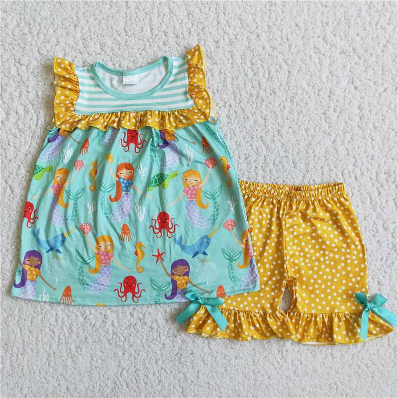 RTS NO MOQ(In Stock)D9-11 Little Mermaid Lace Sleeve Set