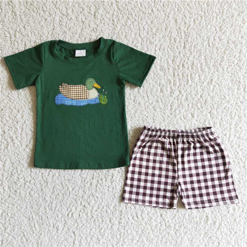 BSSO0007 Baby boys cartoon print short sleeve short pants milk silk kids summer outfit