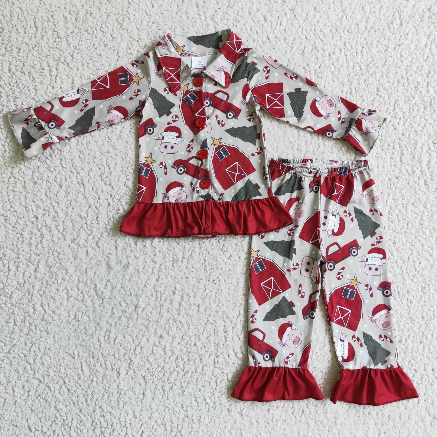 GLP0349 girls christmas outfits cow print pajamas