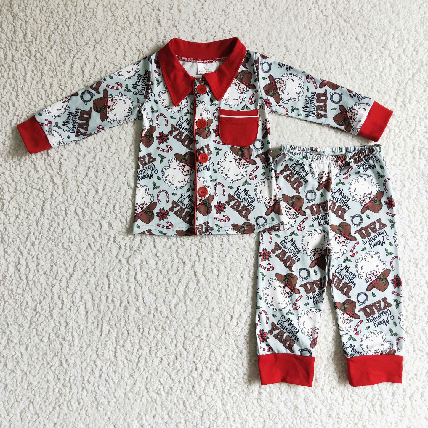 BLP0079 Kids Christmas Clothing Boys Long Sleeve Top And Long Pants Pajamas