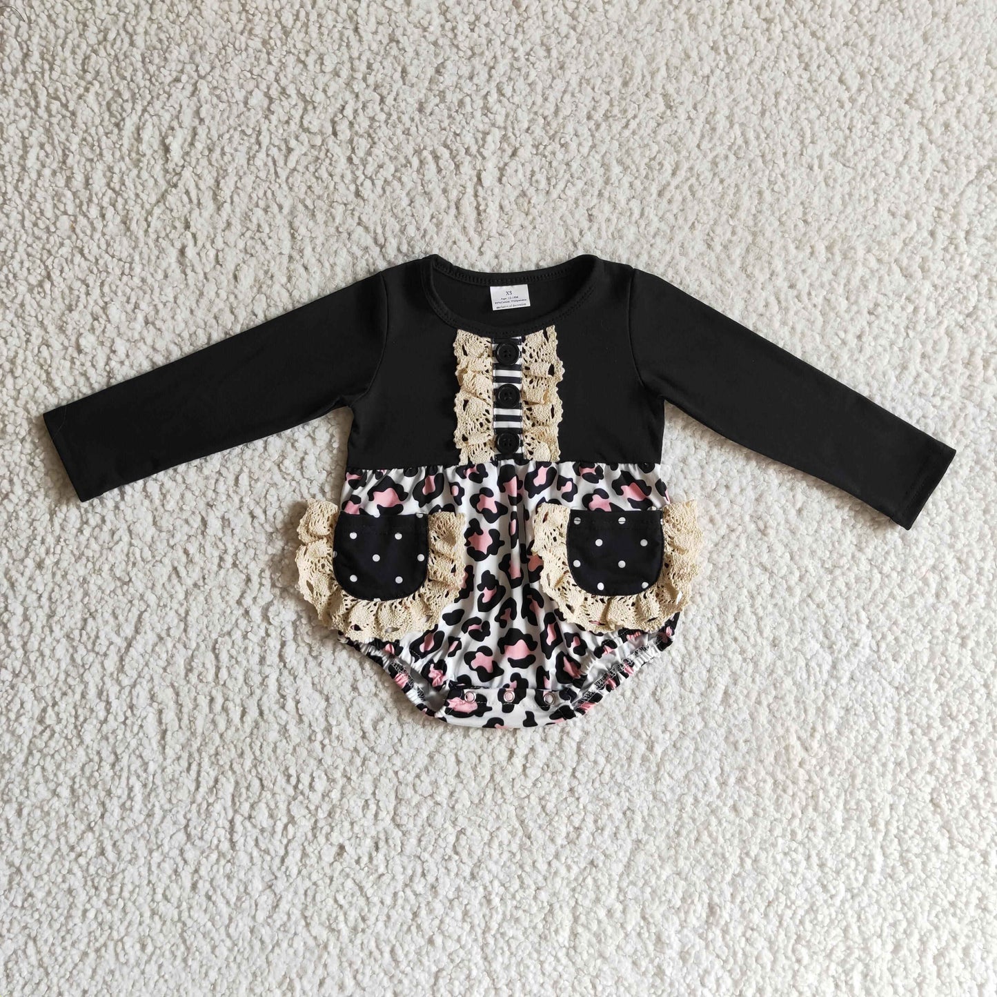 LR0167 baby clothing Leopard print long sleeve bodysuit milk silk baby romper