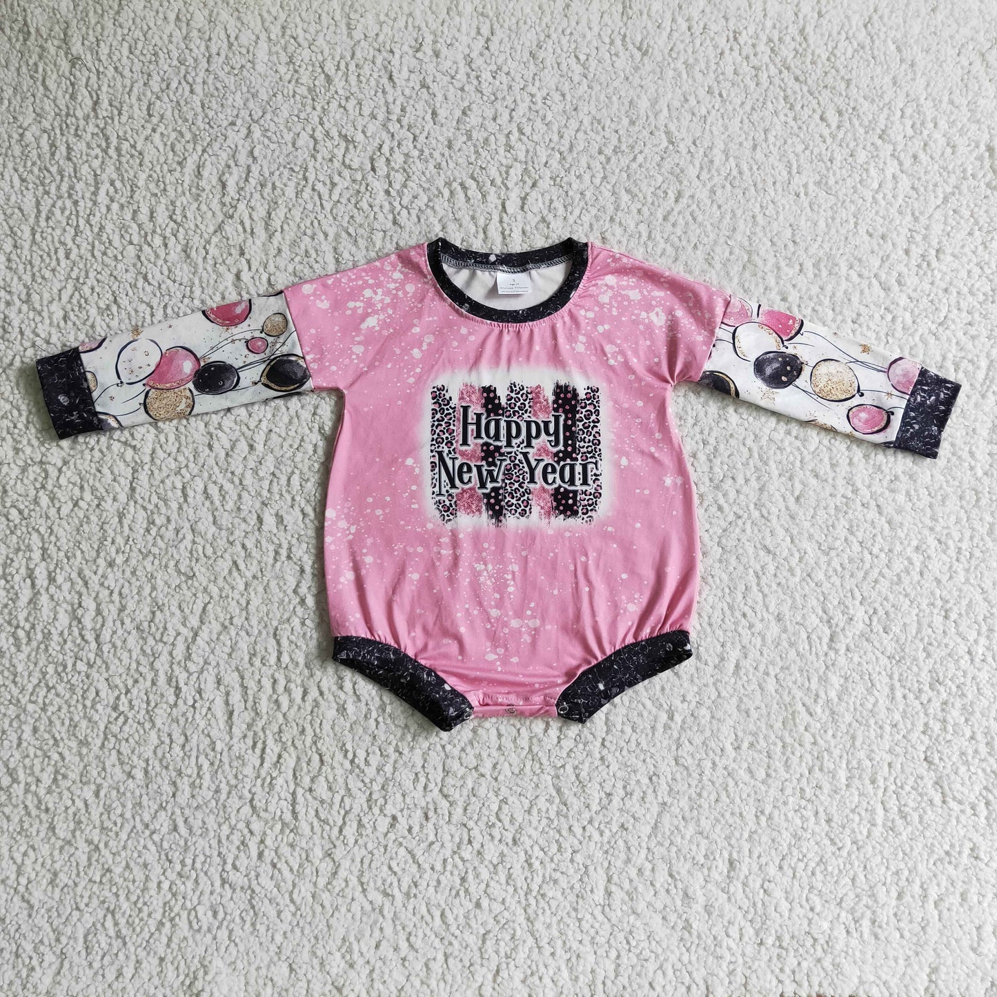 LR0184 baby happy new year clothing cartoon print long sleeve bodysuit milk silk baby romper