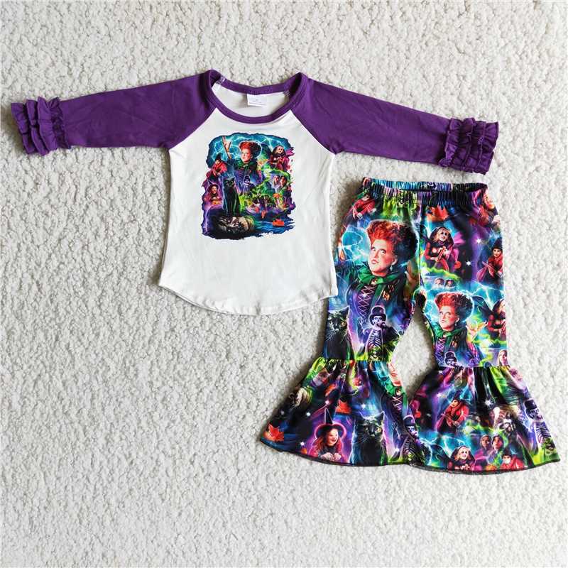 6B5-19 girls outfit long sleeve and long pants cartoon print