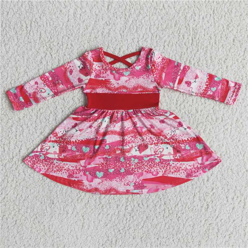 long sleeve tie dye pink dress