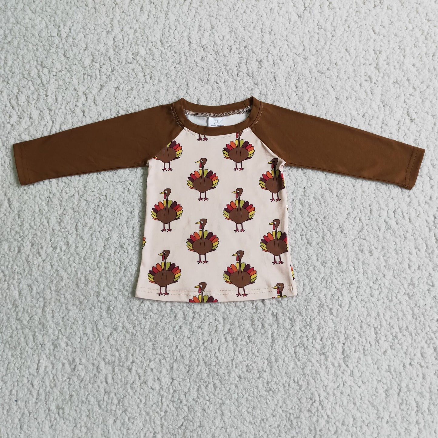 RTS NO MOQ 6 C6-34 Boy's Thanksgiving Long Sleeve Top Turkey Print Shirt