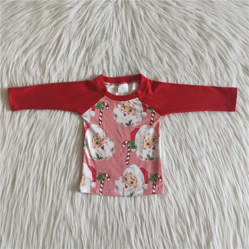 Christmas santa design red raglan long sleeve top