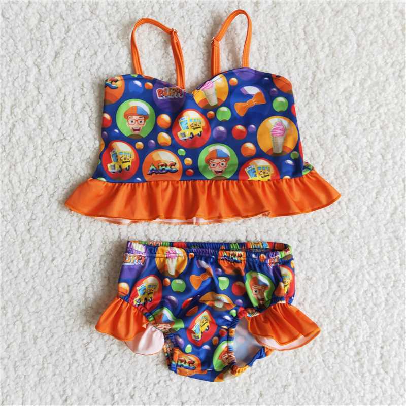 E11-30 2pcs cartoon swimsuit girls clothes