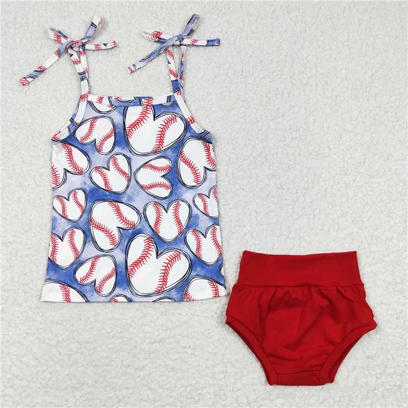 RTS NO MOQ GBO0104 Love baseball strap red briefs set