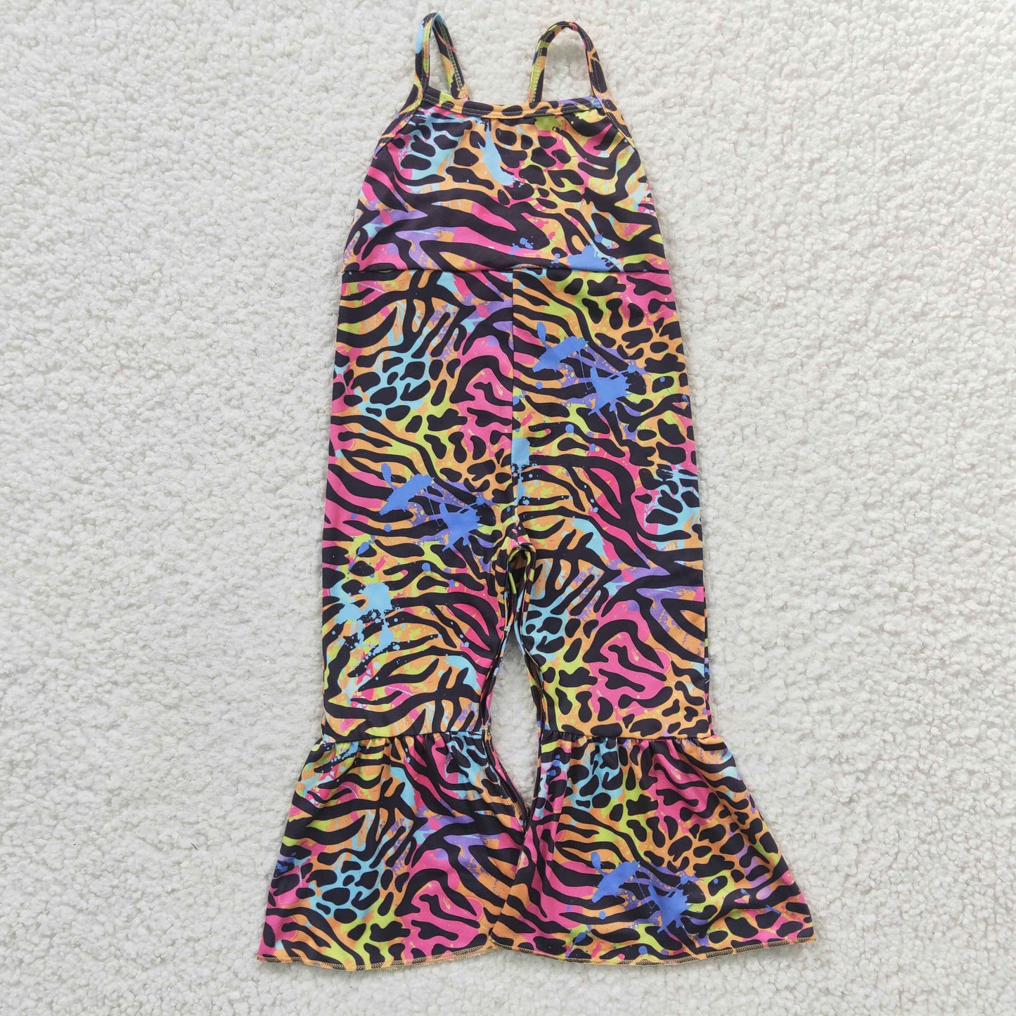 SR0232 Girls Color Leopard Camisole Jumpsuit