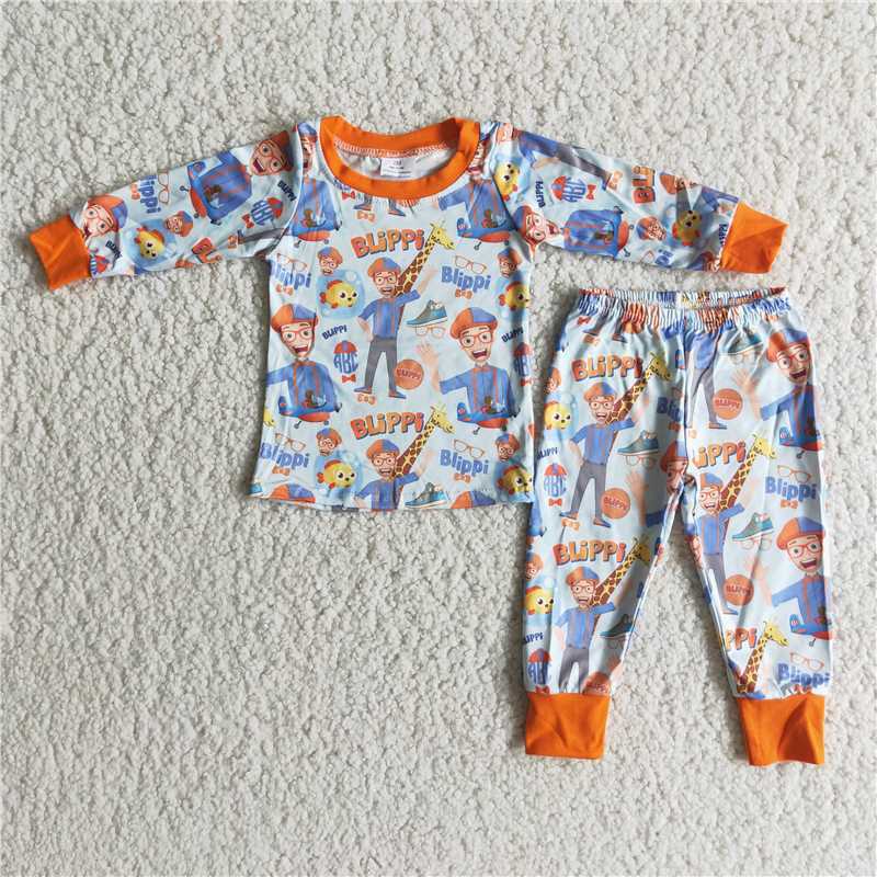 6 B10-23 2pcs cartoon long sleeve match boy's outfits
