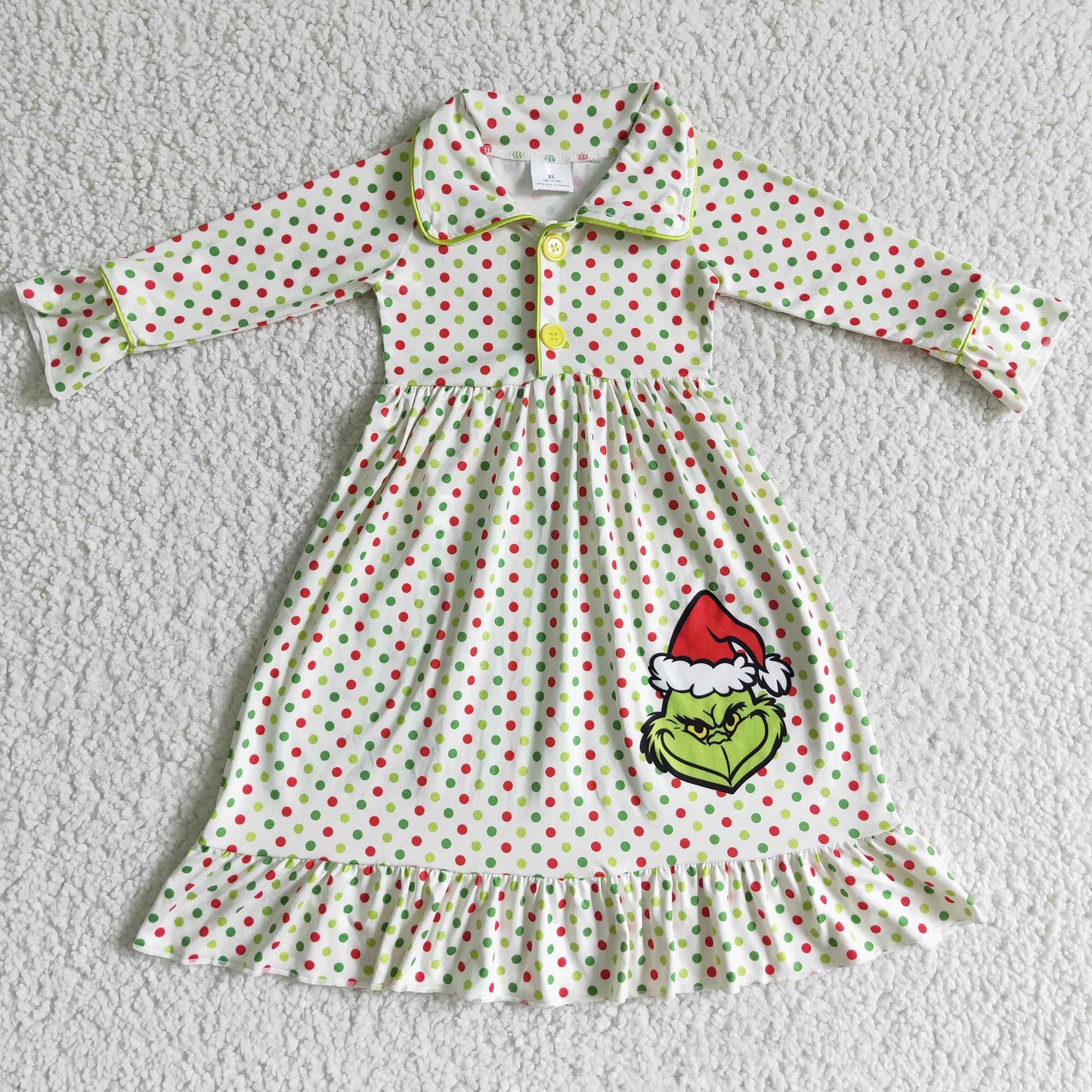 6B3-23 girls christmas dress cartoon print long sleeve dress
