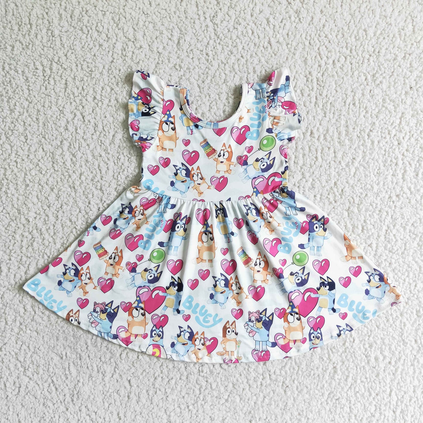 C10-02 Girl children clothing flying sleeve dress milk silk dresses RTS cartoon print