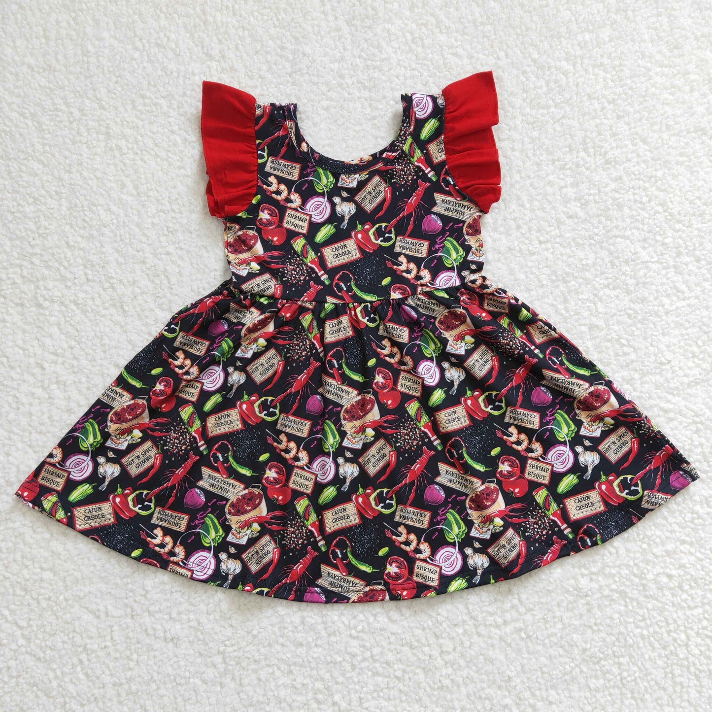 GSD0245 Girls Crayfish Onion Fly Sleeve Dress