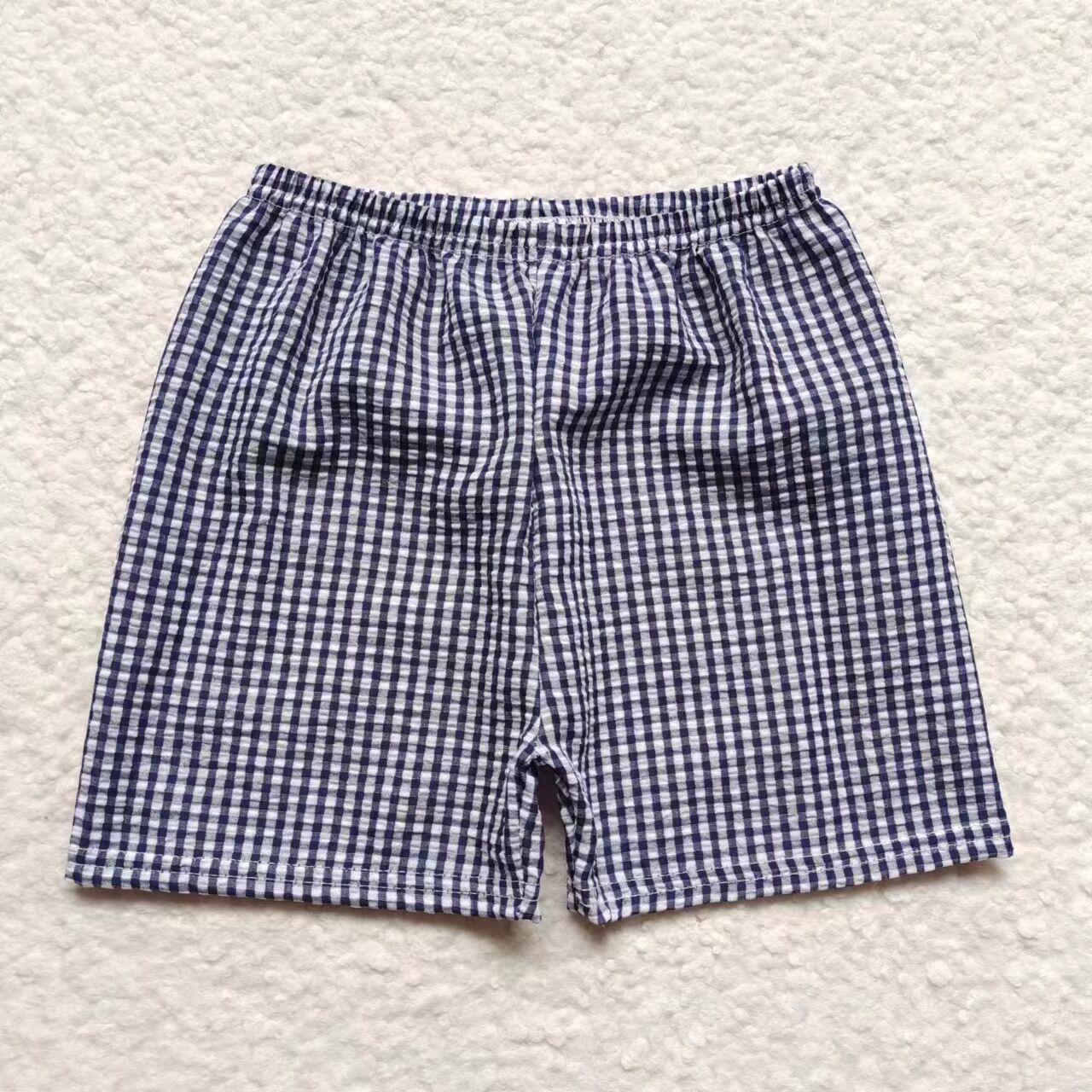 SS0075 Boys Navy Plaid Shorts