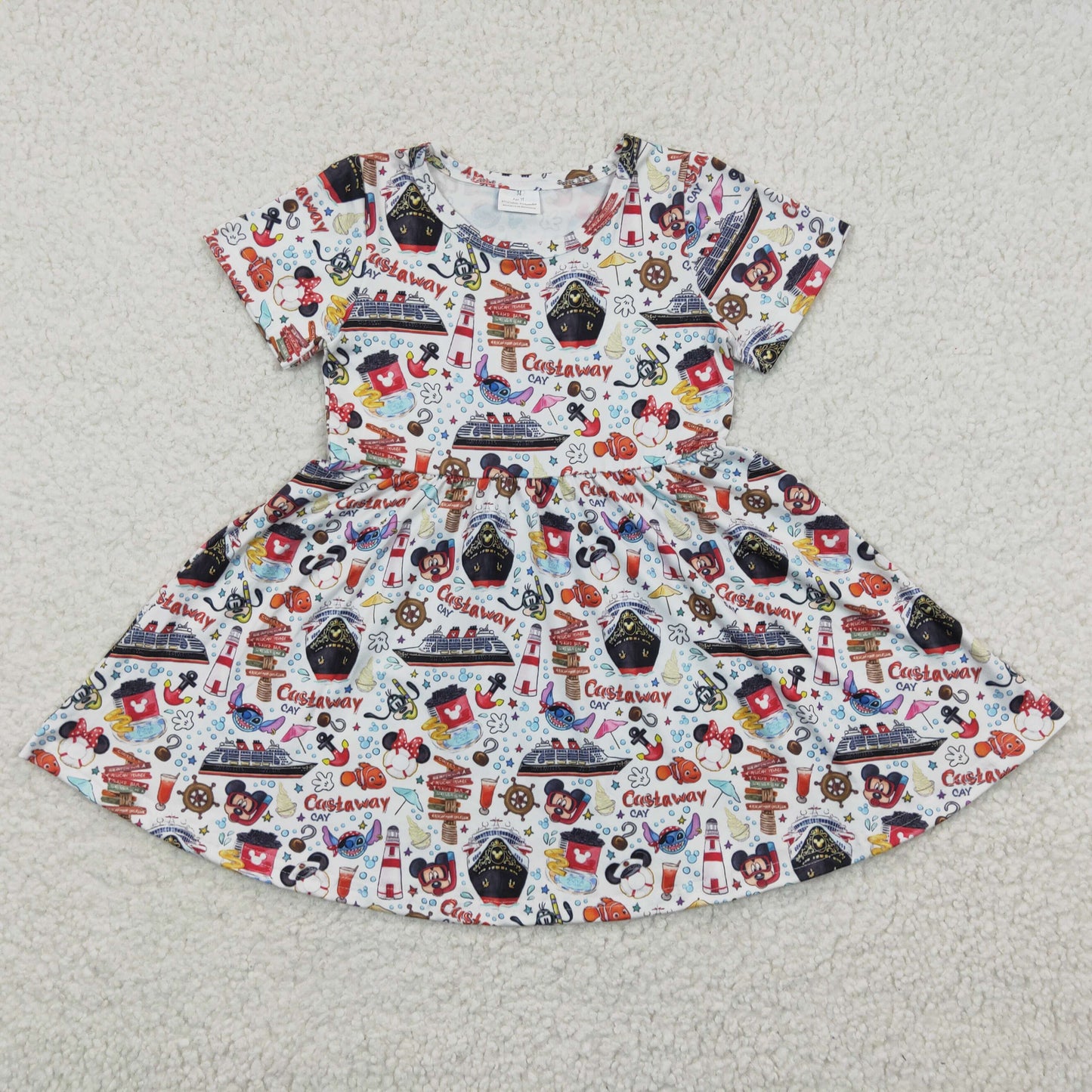 GSD0290 Girls Mickey Steamboat Short Sleeve Dress