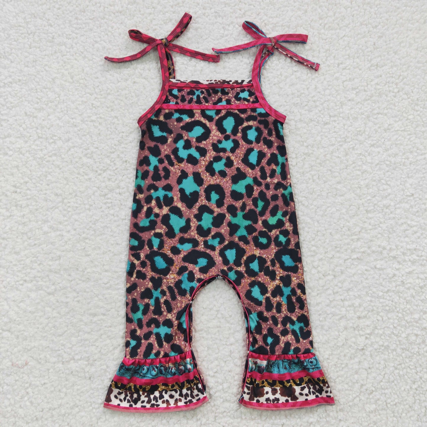 SR0229 Girls Blue Leopard Camisole Jumpsuit