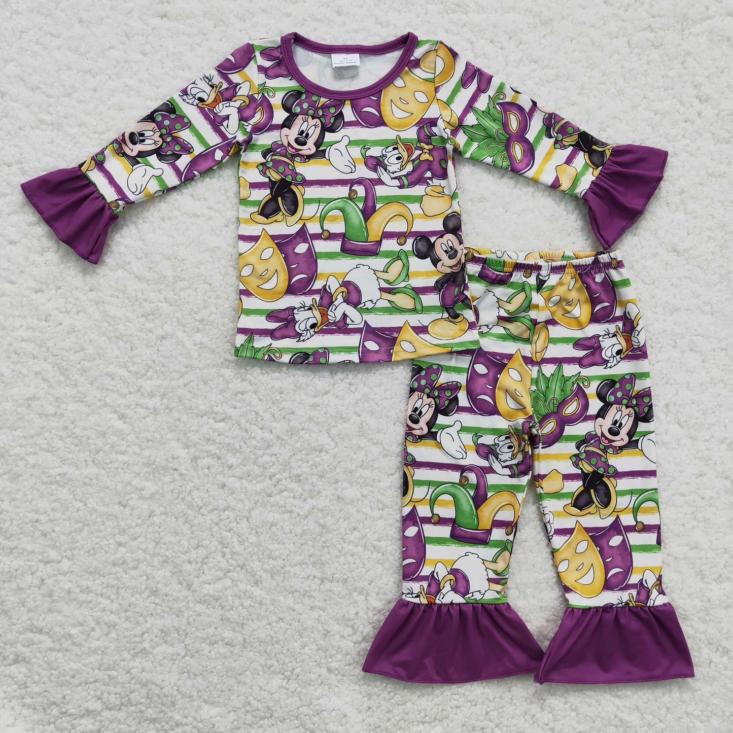 GLP0344 Kids Clothing Girls Long Sleeve Top And Long Pants Pajamas Cartoon Print