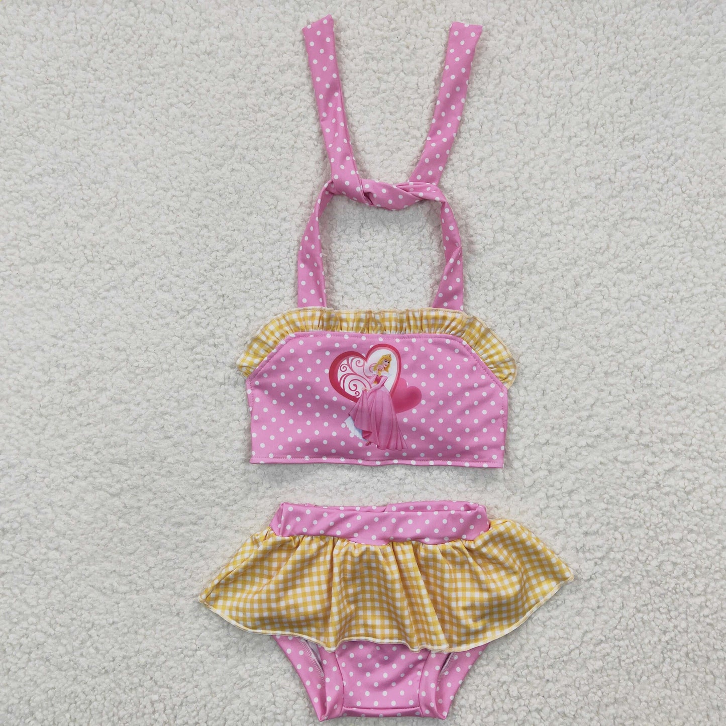 S0058 Cartoon Pink Swimsuit Set