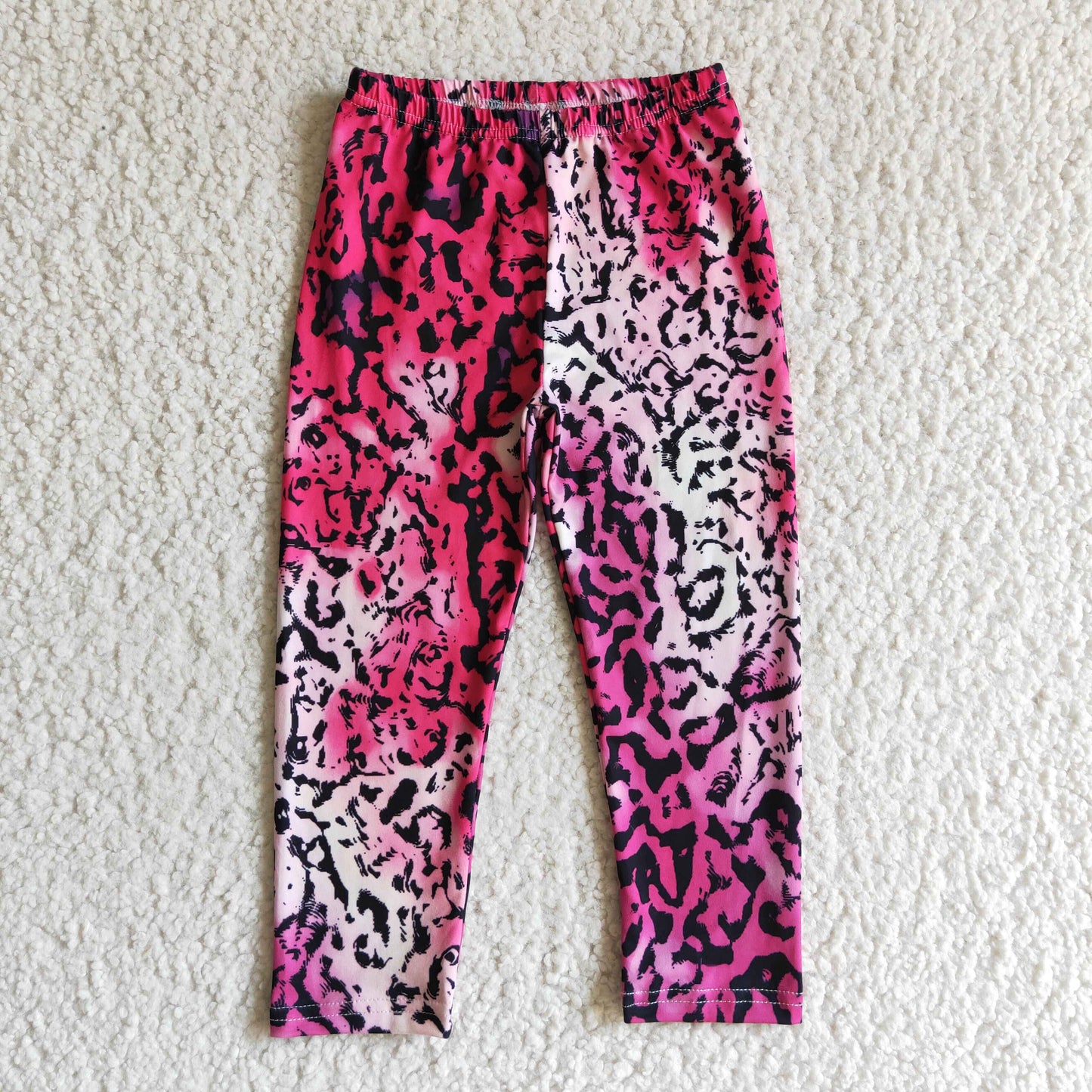 P0014 Girls Long Pants Pink Leopard Trousers Pants