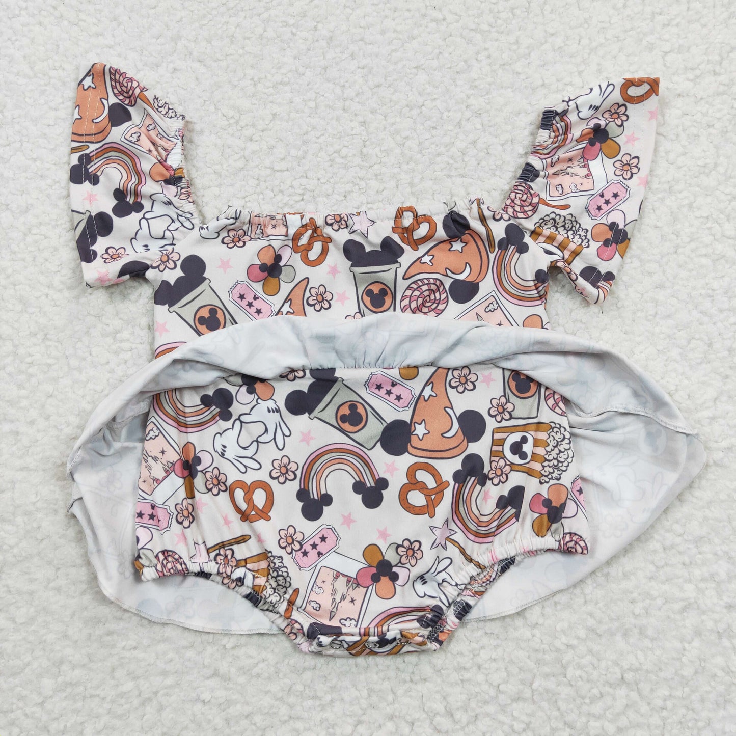 SR0275 Girls Mickey Head Rainbow One-shoulder Jumpsuit