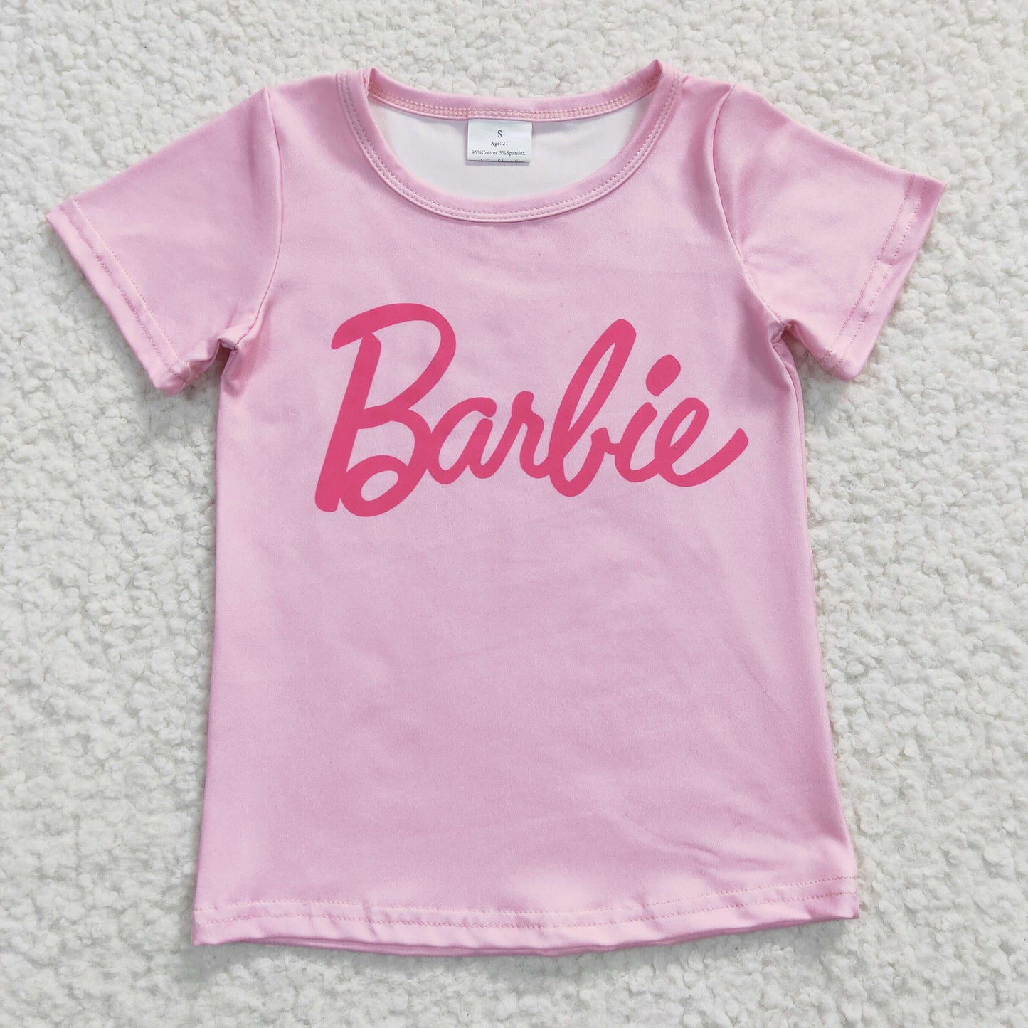 GT0151 Girls Barbie Pink Short Sleeve Top