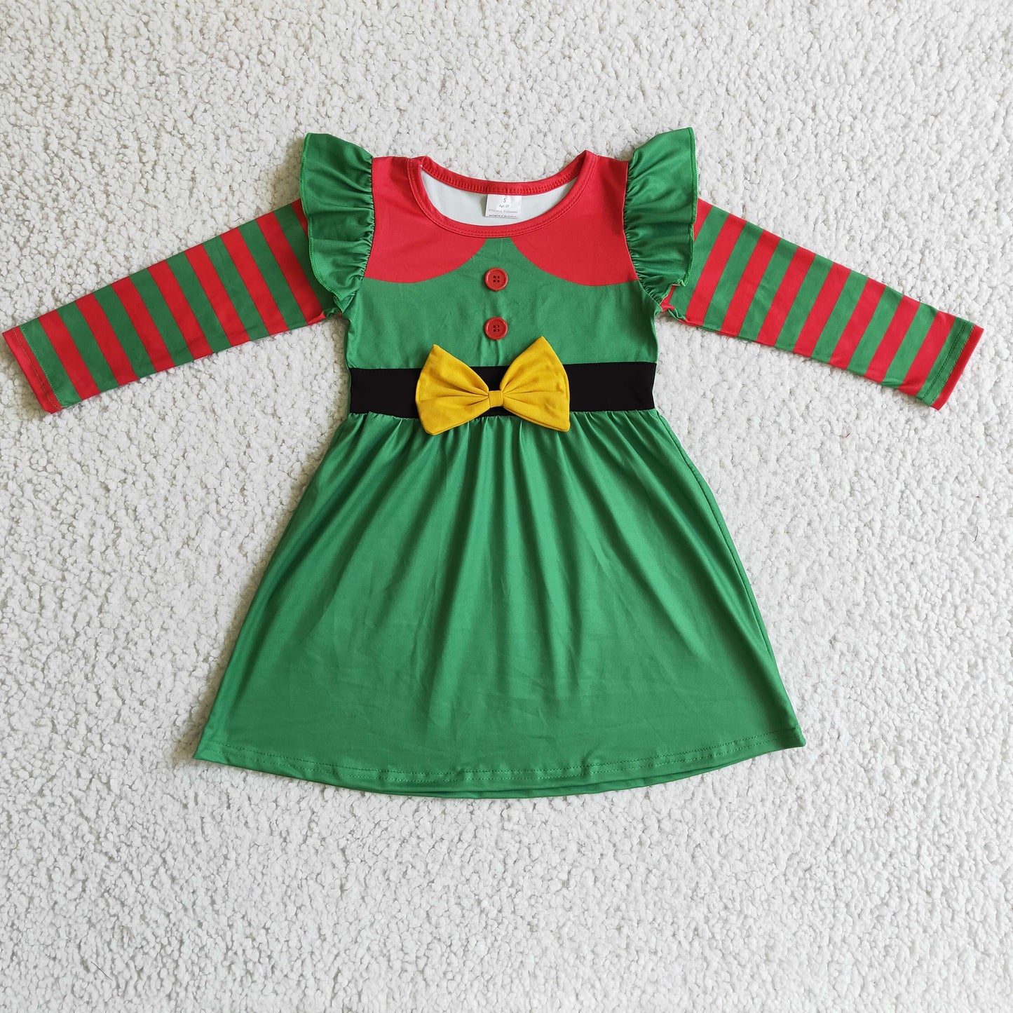 RTS NO MOQ ETA 5/7days arrived GLD0143 baby christmas clothing long sleeve cartoon print kids dresses for girls milk silk