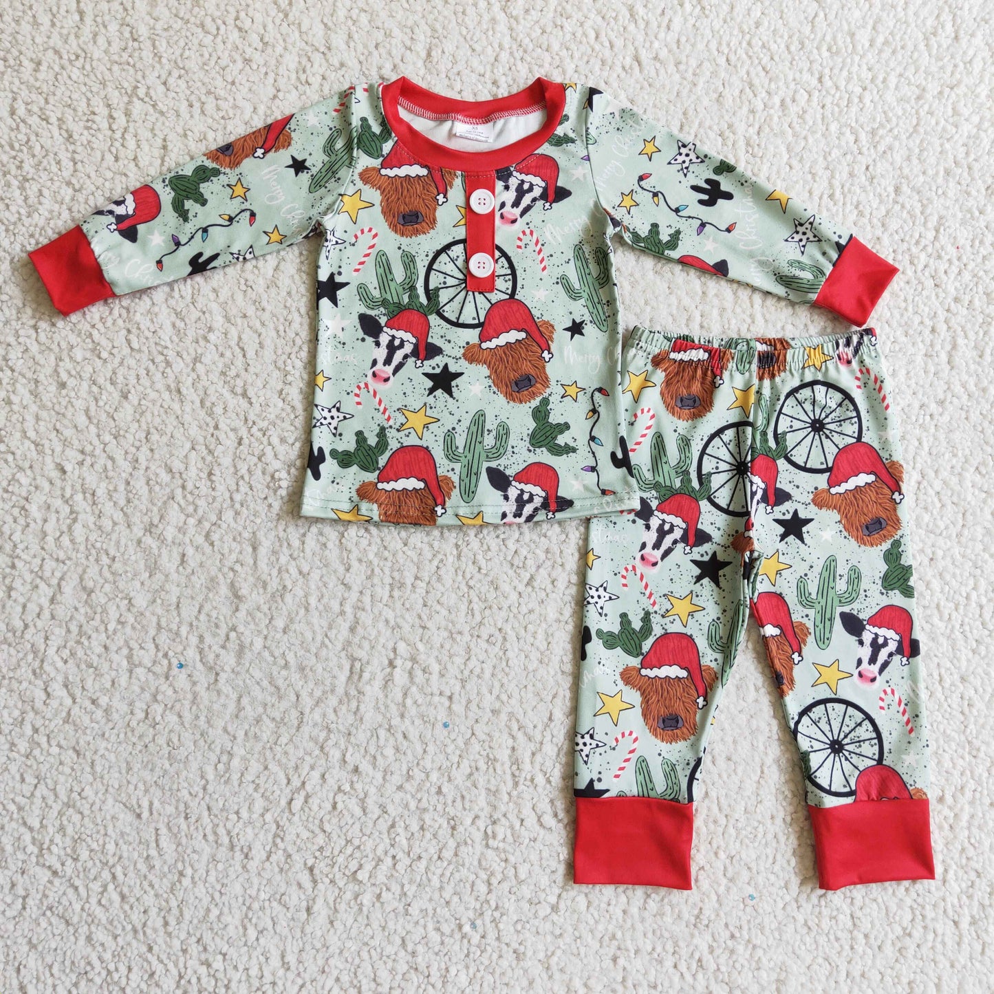 BLP0131 Kids Christmas Clothing Boys Long Sleeve Top And Long Pants Pajamas Cartoon Print