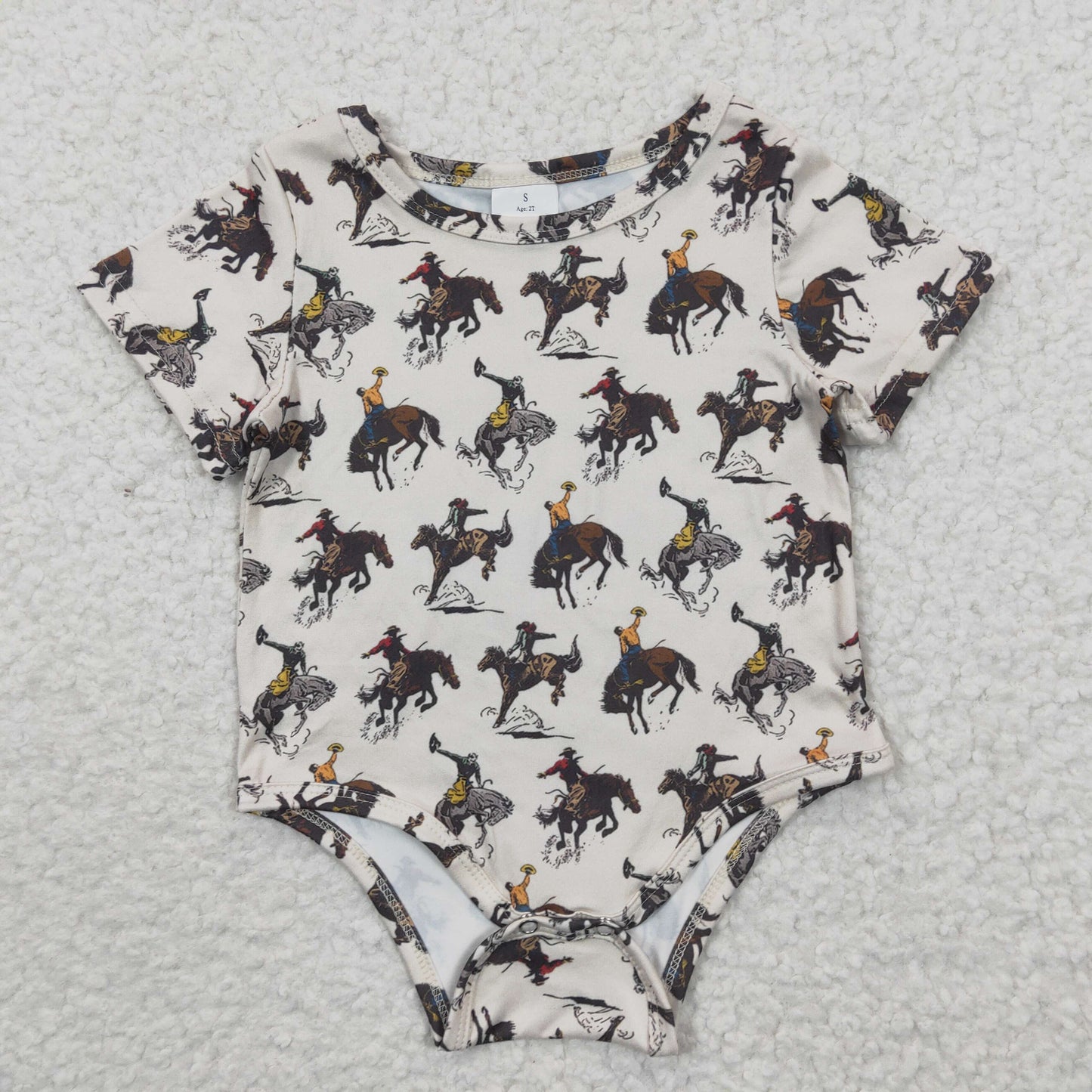 SR0306 Horse Riding White Short Sleeve Bodysuit