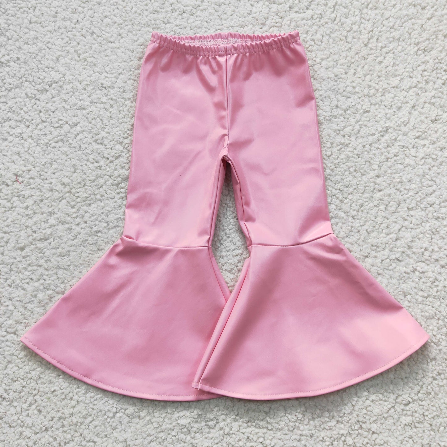 P0049 Pink Flared Leather Pants