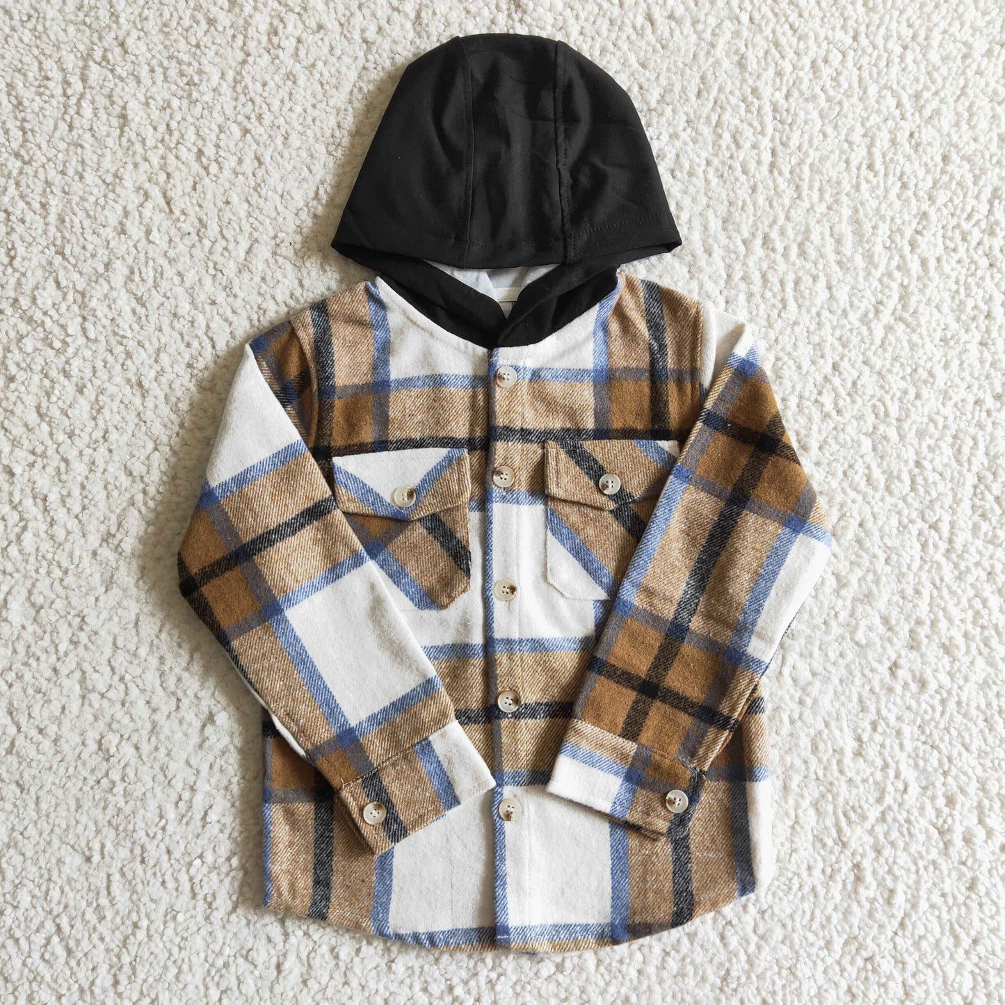 BT0076 boys long sleeve lattice shirt with a hat