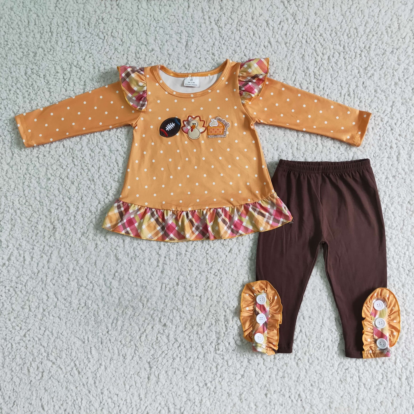 GLP0035 Turkey Thanksgiving clothes long sleeve long pants kids boutique outfits baby girls fall clothing clothes set