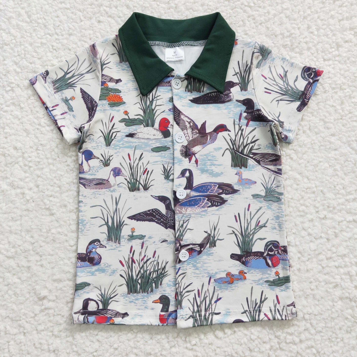 BT0159 Boys Rice Duck Button Short Sleeve Top