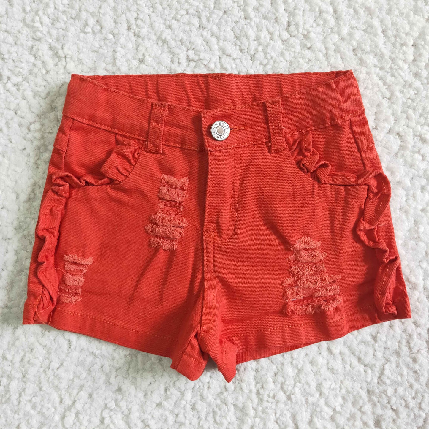 ORANGE COLOR DENIM SHORTS