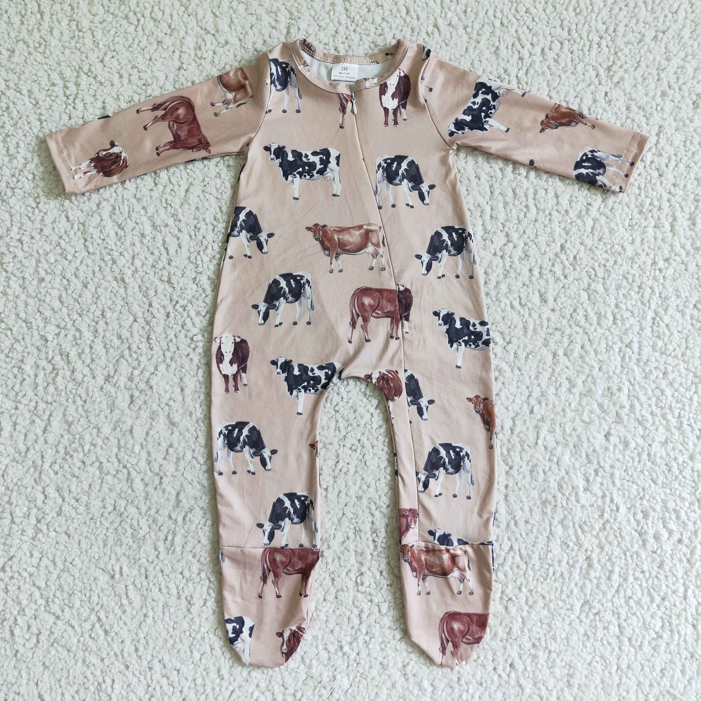 RTS NO MOQ ETA 5/7days Arrived LR0073 baby romper long sleeve long pants baby girls romper milk silk cow print