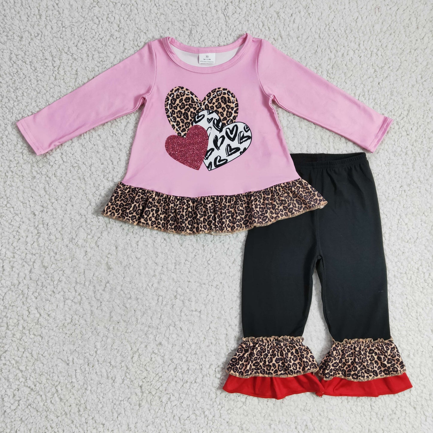 GLP0385 Valentine's Day Girls Clothing Long Sleeve Long Pants Heart Print