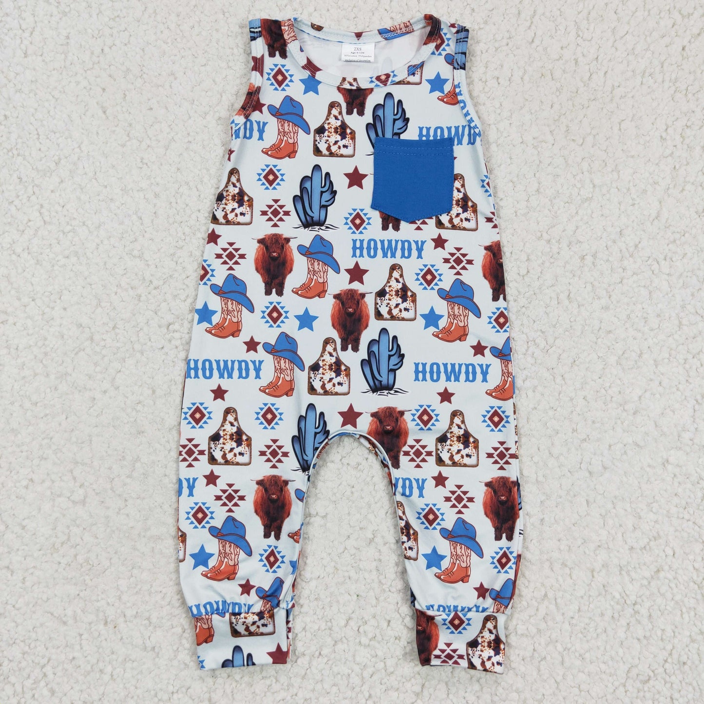 SR0115 Newborn baby clothes cartoon print baby romper no moq sleeveless long pants