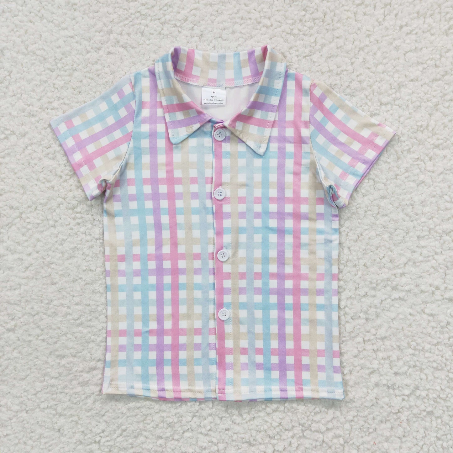 BT0215 Boys Color Striped Short Sleeve Top