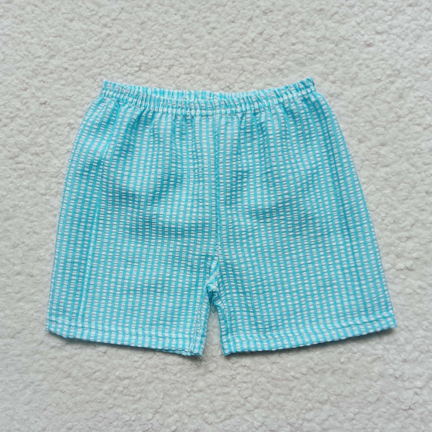 SS0073 Boys Sky Blue Plaid Shorts
