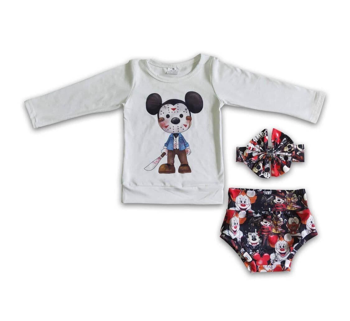 girl outfit cartoon print newborn baby bummies set boutique 2 pcs clothing set