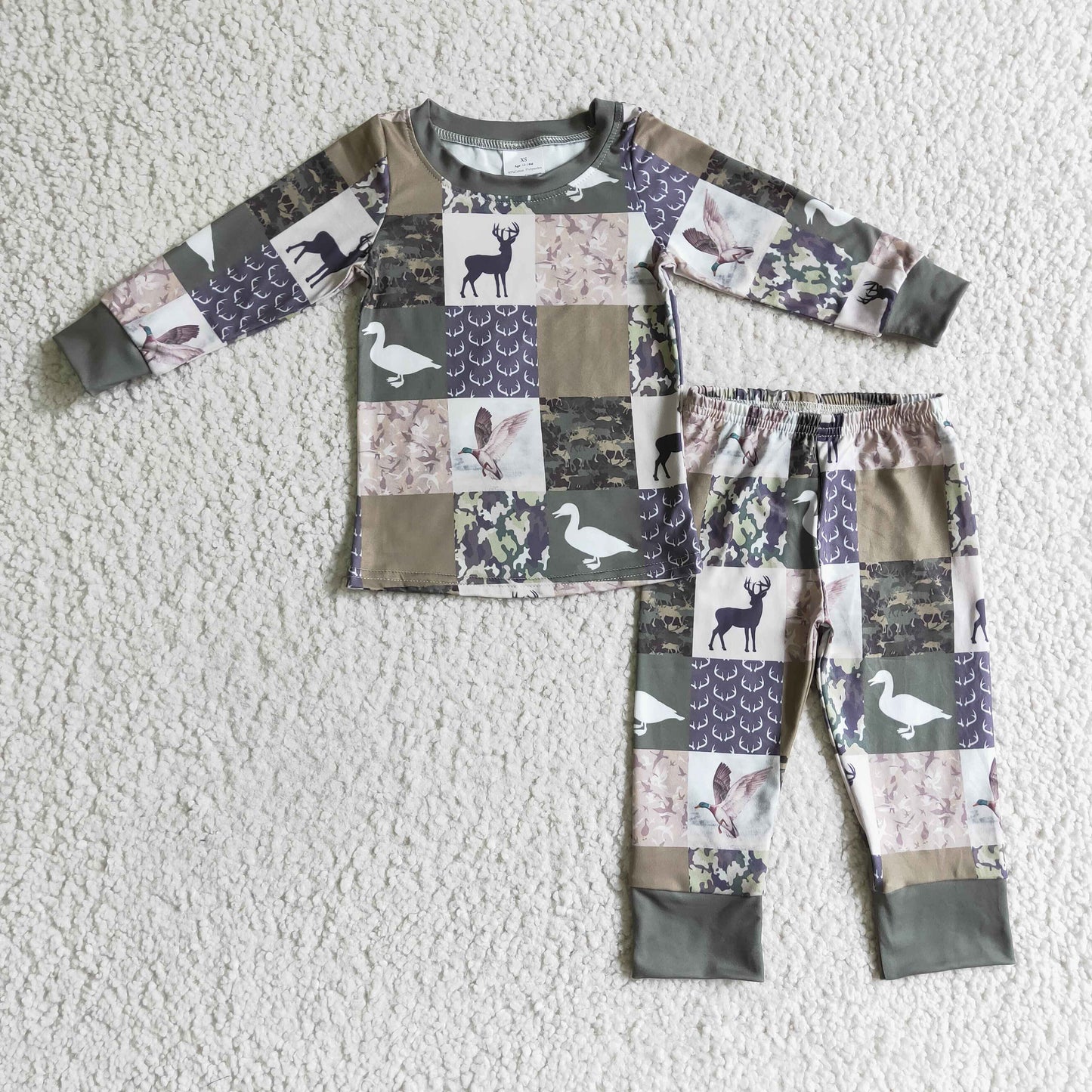 RTS NO MOQ(In Stock) BLP0132 girls outfit long sleeve and long pants cartoon print pajamas