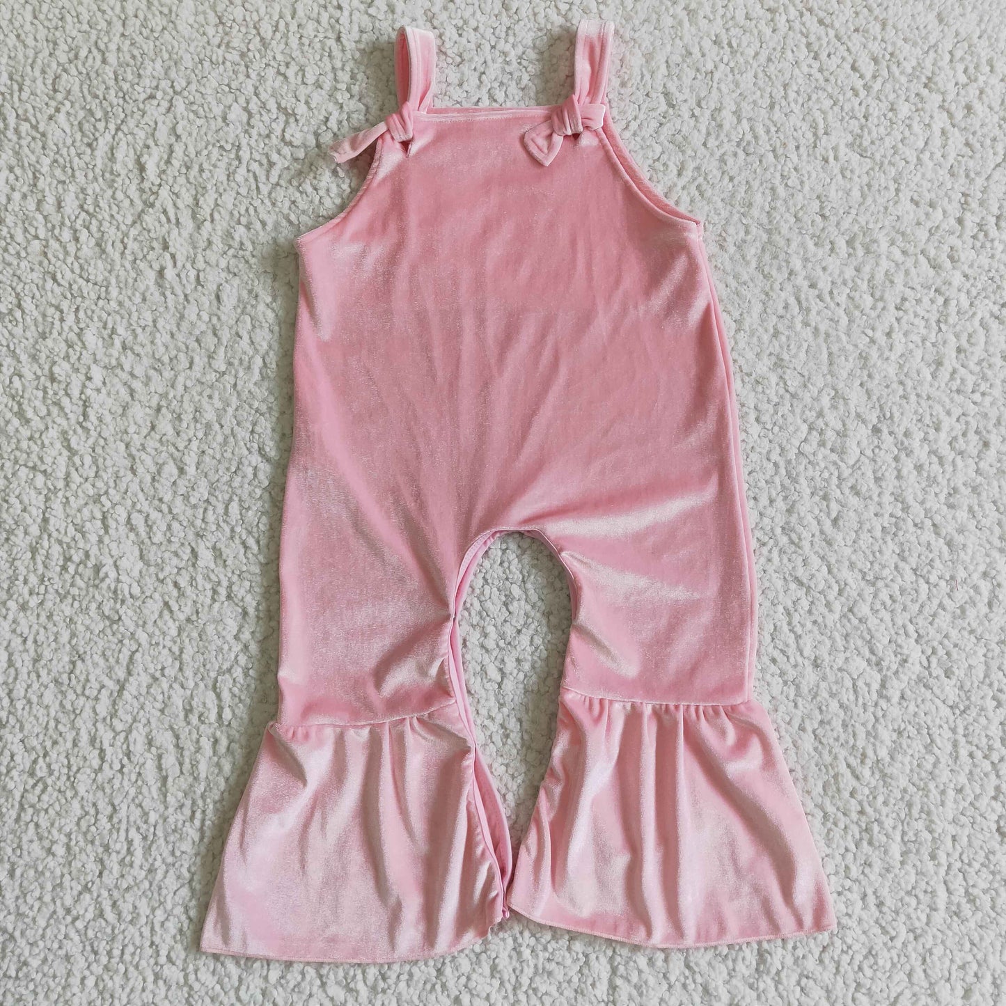 SR0088 girl clothes pink gold velvet romper long pants