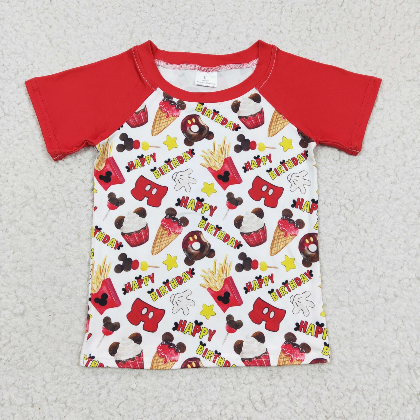 BT0138 Boys happy birthday cake short sleeve top