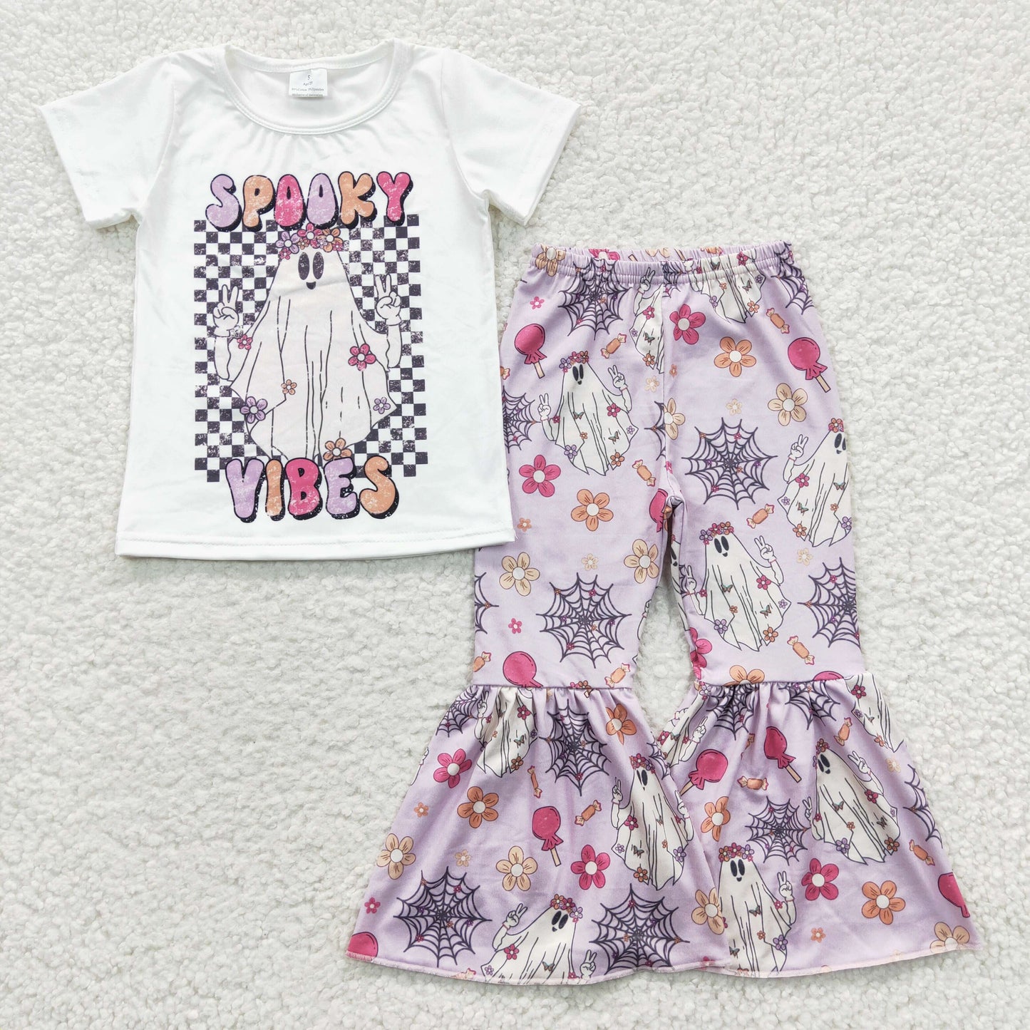 GSPO0606 Halloween SPOOKY ghost white short-sleeved trouser suit